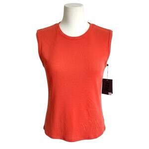 ATM Anthony Thomas Melillo Spice Red Ribbed Sleeveless Tee Top Size Small NWT